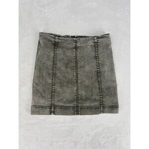 Jolt Denim Mini Skirt Womens 5/27W Grey Acid Wash Edgy Panel Seam‎ Zip Back